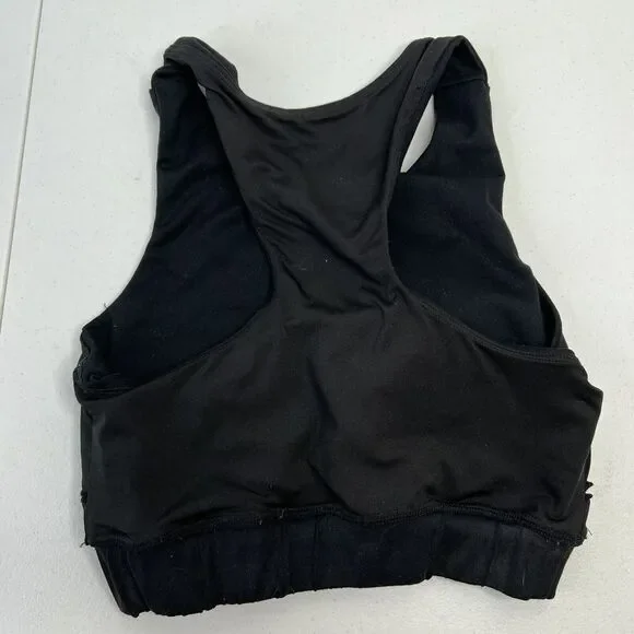 P'Tula Size S Sports Bra Black Racerback High Neck Women's Stretch Back Logo - Picture 7 of 8